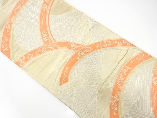 JAPANESE KIMONO / ANTIQUE FUKURO OBI / SILK / WOVEN FLORAL PLANTS